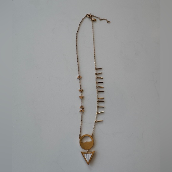 EUC Madewell Reversible Gold Necklace with White/Blue Triangle Pendant - Picture 6 of 11